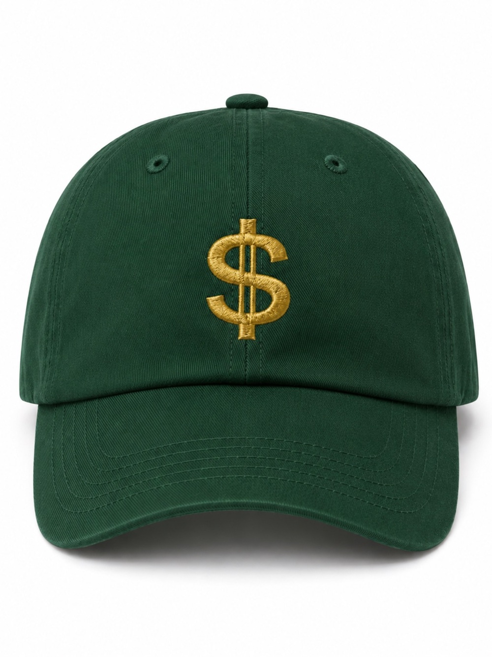 💸 Green Gold Dollar Sign Rich Embroidered Dad Hat Adjustable Money Cap Unisex